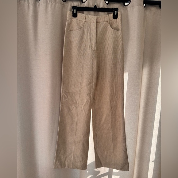 Zara Pants - ZARA Beige Textured Wide Leg Pants Size Small NWT